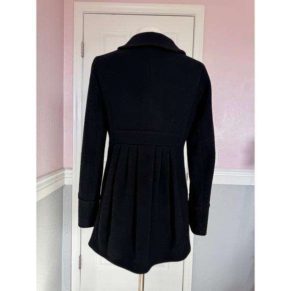 J.Crew Black Wool Blend Button Front A-Line Coat Women's Size 8 - Picture 6 of 12